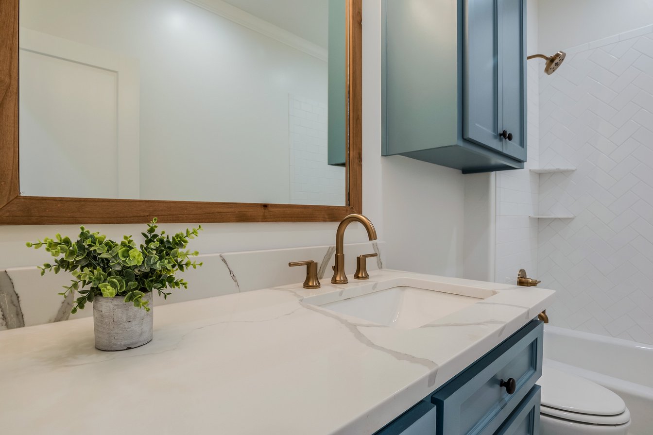 Stylish counters in new bathroom